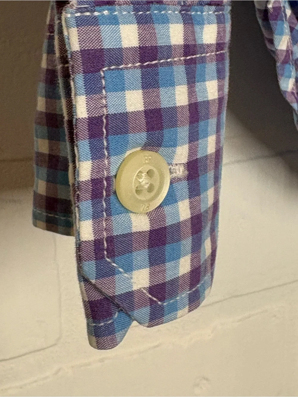 Banana Republic Mens Small Soft-Wash Plaid Button Down Shirt Blue Purple Gingham